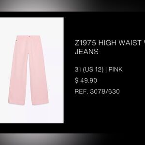 Zara Light Pink Wide-Leg Jeans